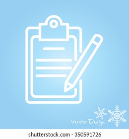 Web line icon. Checklist with pen (pencil)
