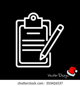 Web line icon. Checklist with pen (pencil)