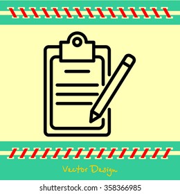 Web line icon. Checklist with pen (pencil)