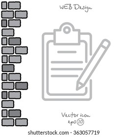 Web line icon. Checklist with pen (pencil)