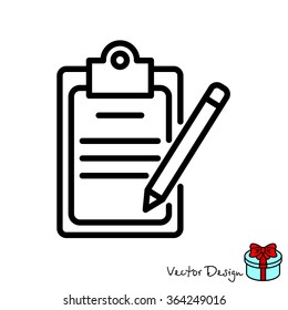 Web line icon. Checklist with pen (pencil)