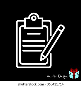 Web line icon. Checklist with pen (pencil)