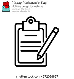 Web line icon. Checklist with pen (pencil)