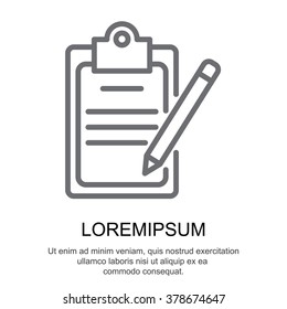 Web line icon. Checklist with pen (pencil)