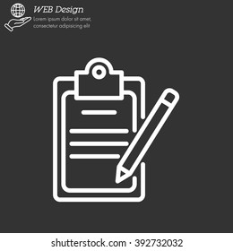 Web line icon. Checklist with pen (pencil)