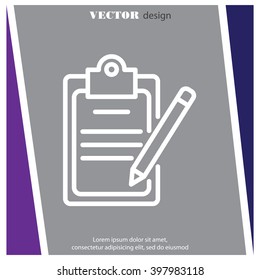 Web line icon. Checklist with pen (pencil)