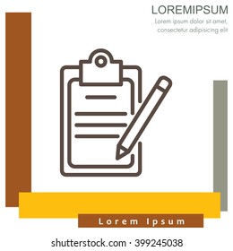 Web line icon. Checklist with pen (pencil)