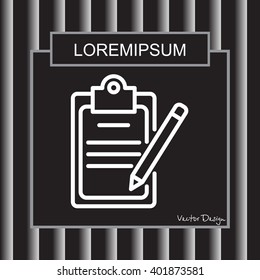 Web line icon. Checklist with pen (pencil)