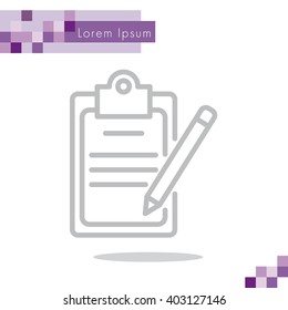 Web line icon. Checklist with pen (pencil)