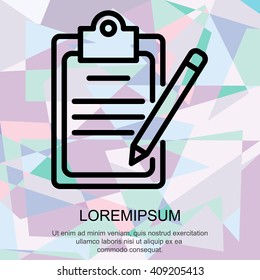 Web line icon. Checklist with pen (pencil)