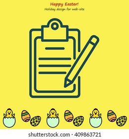 Web line icon. Checklist with pen (pencil)