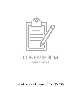 Web line icon. Checklist with pen (pencil)