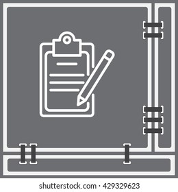 Web line icon. Checklist with pen (pencil)