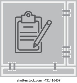 Web line icon. Checklist with pen (pencil)