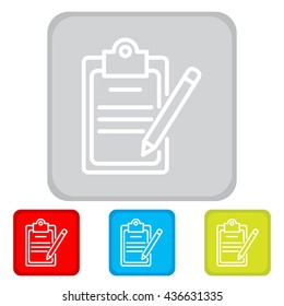 Web line icon. Checklist with pen (pencil)