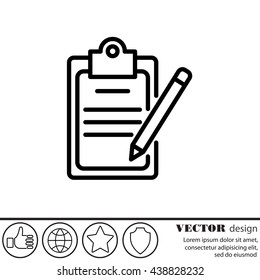 Web line icon. Checklist with pen (pencil)
