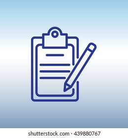 Web line icon. Checklist with pen (pencil)
