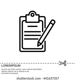Web line icon. Checklist with pen (pencil)