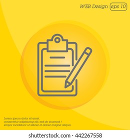 Web line icon. Checklist with pen (pencil)