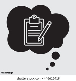 Web line icon. Checklist with pen (pencil)