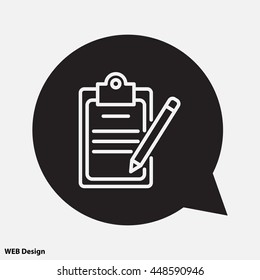 Web line icon. Checklist with pen (pencil)