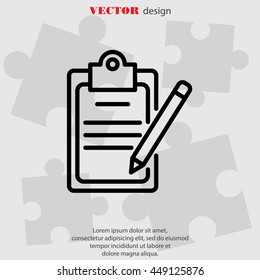 Web line icon. Checklist with pen (pencil)