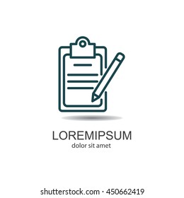 Web line icon. Checklist with pen (pencil)
