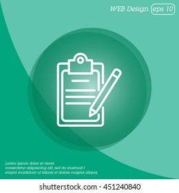 Web line icon. Checklist with pen (pencil)
