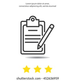 Web line icon. Checklist with pen (pencil)