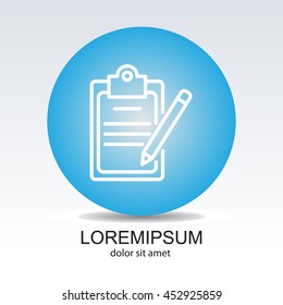 Web line icon. Checklist with pen (pencil)