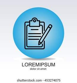 Web line icon. Checklist with pen (pencil)