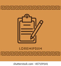 Web line icon. Checklist with pen (pencil)
