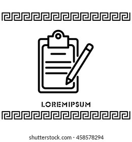 Web line icon. Checklist with pen (pencil)