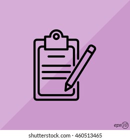 Web line icon. Checklist with pen (pencil)