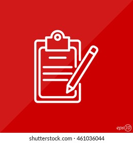 Web line icon. Checklist with pen (pencil)