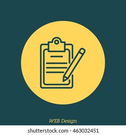 Web line icon. Checklist with pen (pencil)
