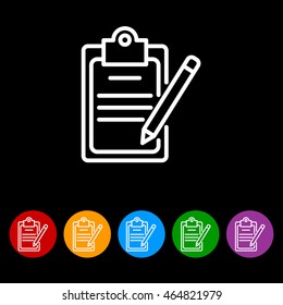 Web line icon. Checklist with pen (pencil)