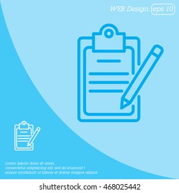 Web line icon. Checklist with pen (pencil)