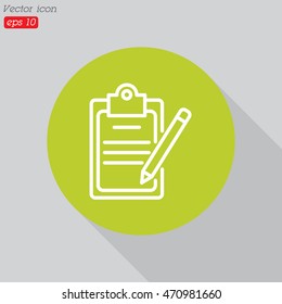 Web line icon. Checklist with pen (pencil)