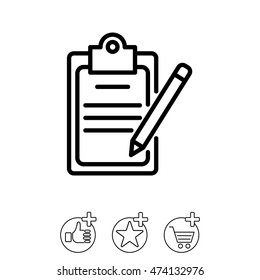 Web line icon. Checklist with pen (pencil)