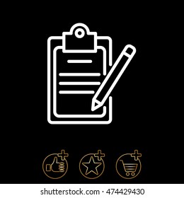 Web line icon. Checklist with pen (pencil)