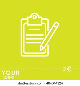 Web line icon. Checklist with pen (pencil)