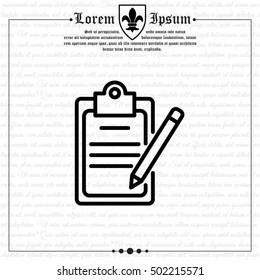 Web line icon. Checklist with pen (pencil)