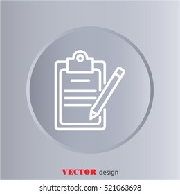 Web line icon. Checklist with pen (pencil)