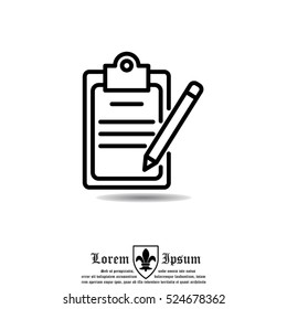 Web line icon. Checklist with pen (pencil)