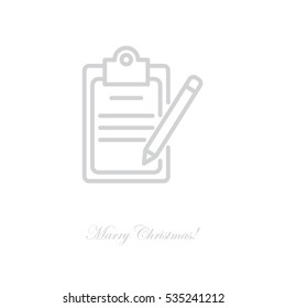 Web line icon. Checklist with pen (pencil)