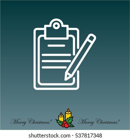 Web line icon. Checklist with pen (pencil)