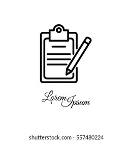 Web line icon. Checklist with pen (pencil)