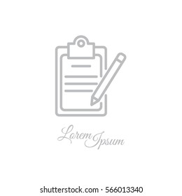Web line icon. Checklist with pen (pencil)