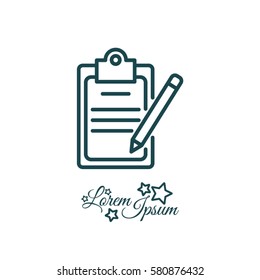 Web line icon. Checklist with pen (pencil)